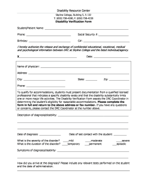 Disability Verification Form