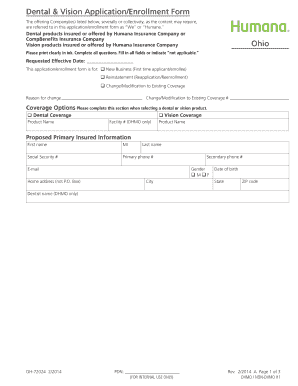 Dental & Vision Application/Enrollment Form