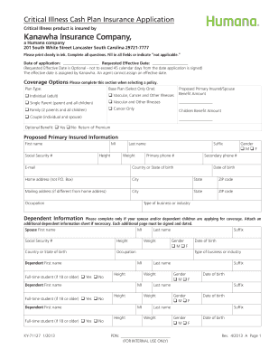 Critical Illness Insurance Application