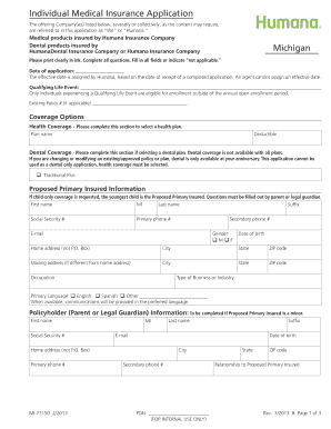 Humana Individual Medical Insurance Application