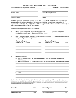 Transfer Admission Agreement