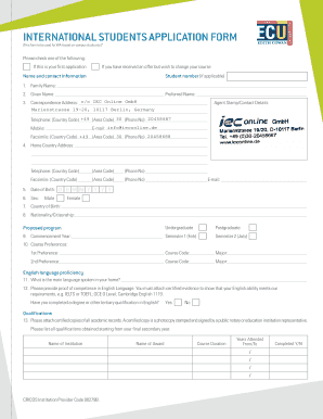 International Students Application Form