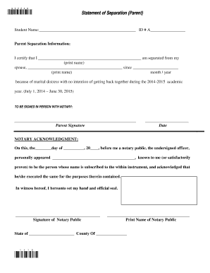 Statement of Separation (Parent)