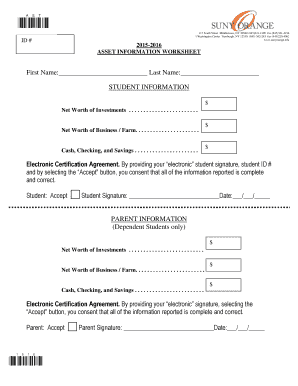2015-2016 Asset Information Worksheet