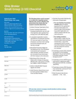 Ohio Small Group Health Insurance Checklist