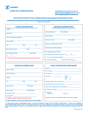 Early Intervention Prior Authorization Form