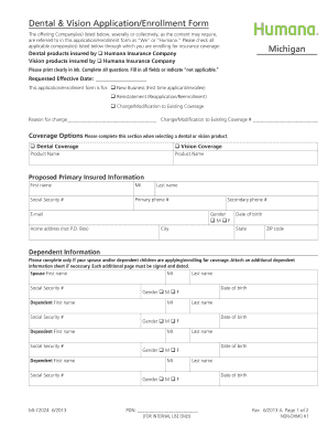 Dental & Vision Application/Enrollment Form