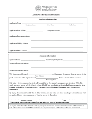 Affidavit of Financial Support
