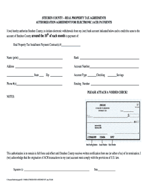 Steuben County Real Property Tax ACH Authorization
