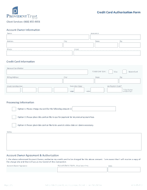 Credit Card Authorization Form