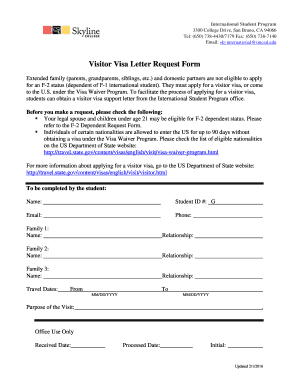 Visitor Visa Support Letter Request Form