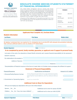 Graduate Student Financial Sponsorship Form
