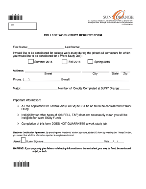 College Work-Study Request Form