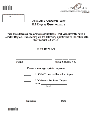 Bachelor Degree Questionnaire