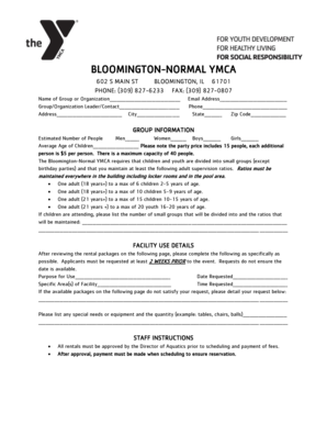 YMCA Facility Rental Agreement