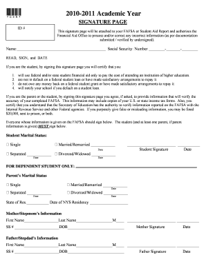 FAFSA Signature Page