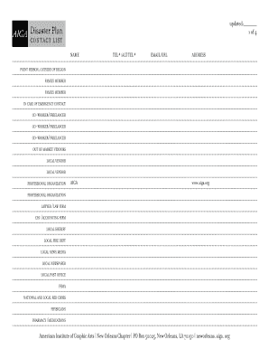 Disaster Plan Template