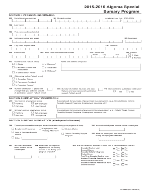 Ontario Institution-Funded Special Bursary Application