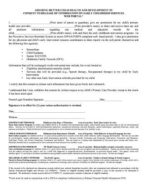 Child Health and Development Consent Form