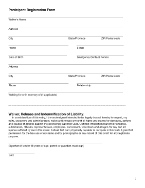 Participant Registration Form