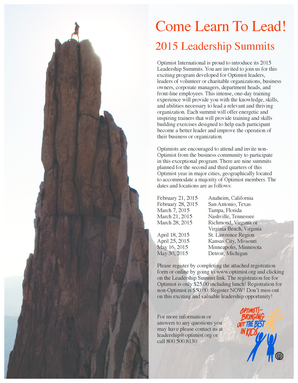 Optimist International Leadership Summit Registration Form