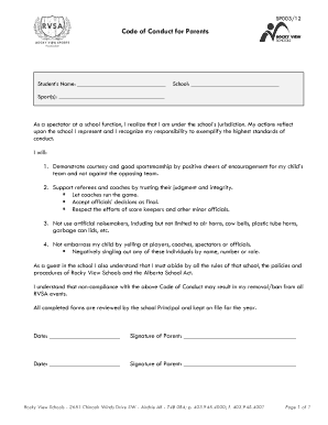 Code of Conduct for Parents