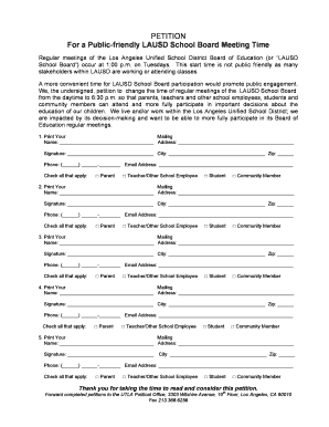 Petition for LAUSD School Board Meeting Time Change