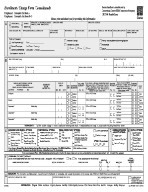 Cigna HealthCare Enrollment Change Form