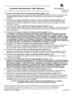 Accidental Dismemberment Claim Statement