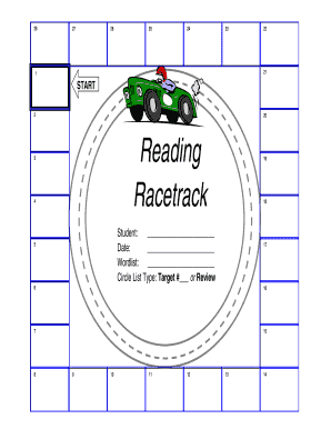 Reading Racetrack Sight-Word Vocabulary Form