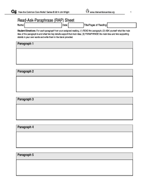 Read-Ask-Paraphrase (RAP) Sheet