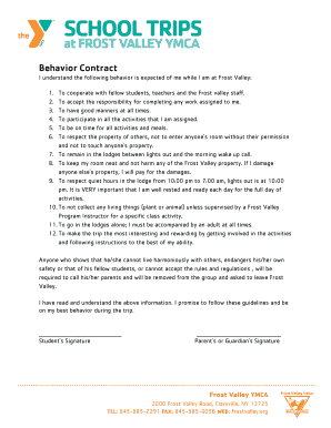 Frost Valley Behavior Contract