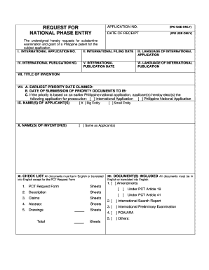 Philippine Patent Application Request Form