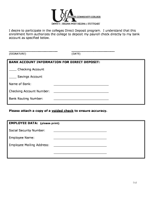 College Direct Deposit Enrollment Form