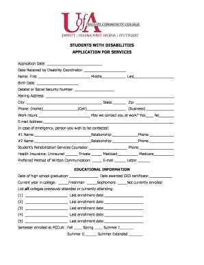Students with Disabilities Application for Services