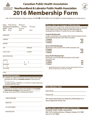 Canadian Public Health Association Membership Form