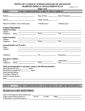 Diabetes Medical Management Plan
