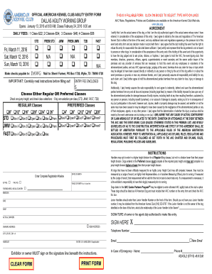 American Kennel Club Agility Entry Form