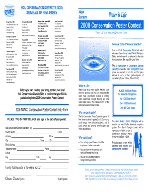 2008 New Jersey Conservation Poster Contest Entry Form