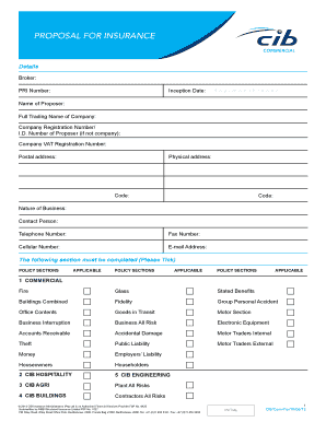 Commercial Insurance Proposal Form
