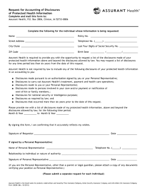 Request for Accounting of Disclosures of Protected Health Information