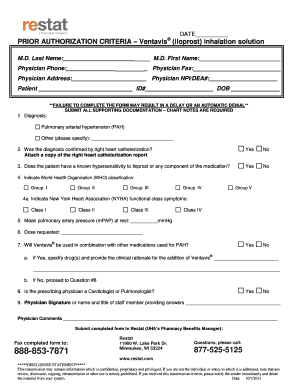 Ventavis Prior Authorization Form