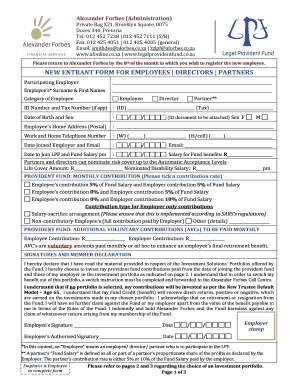 Alexander Forbes New Entrant Form
