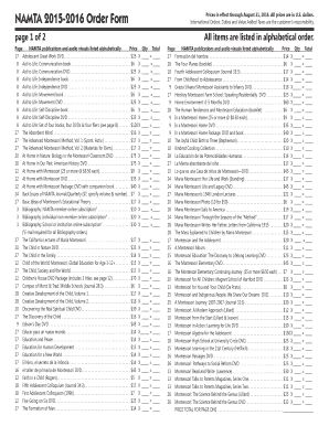 NAMTA Publications Order Form