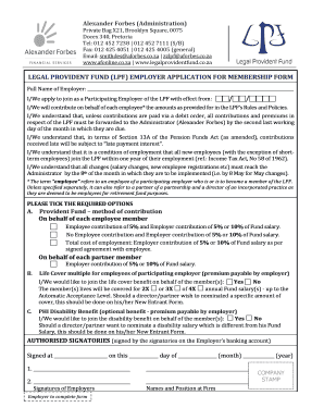 Legal Provident Fund Employer Application Form