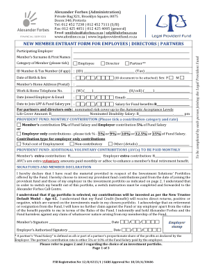 South Africa Provident Fund Entrant Form