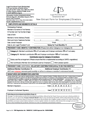 Legal Provident Fund New Entrant Form