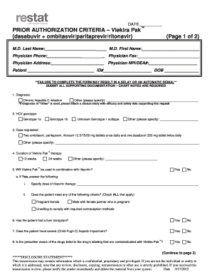 Prior Authorization Form for Viekira Pak