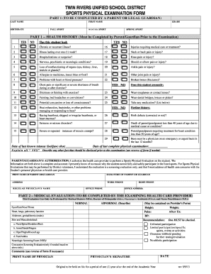 Sports Physical Examination Form