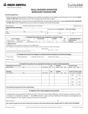 Small Business Advantage Dental Enrollment Form